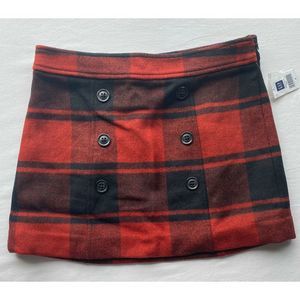 Red Black Checkered Skirt GAP Size 2 NWT Wool